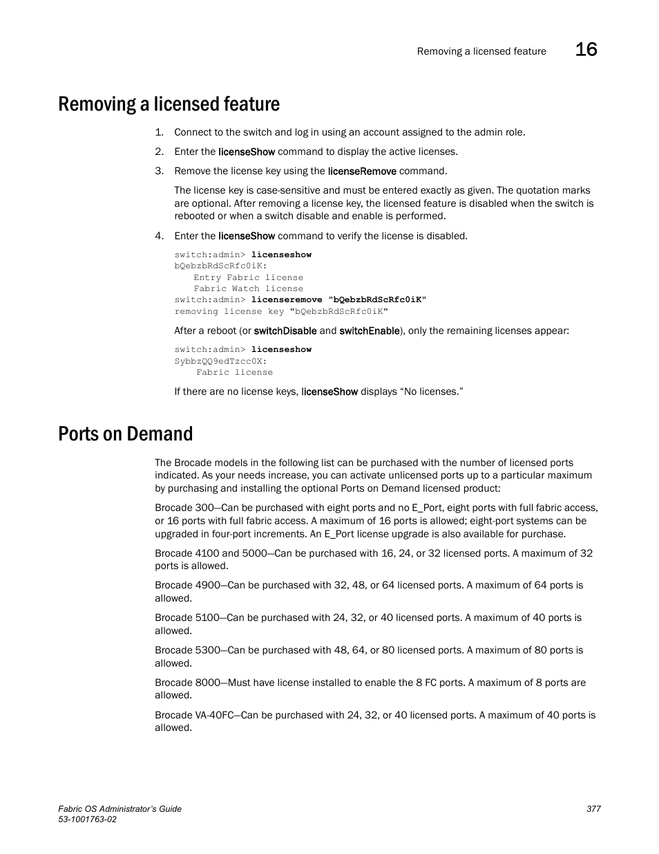 Removing a licensed feature, Ports on demand | Dell POWEREDGE M1000E User Manual | Page 417 / 586
