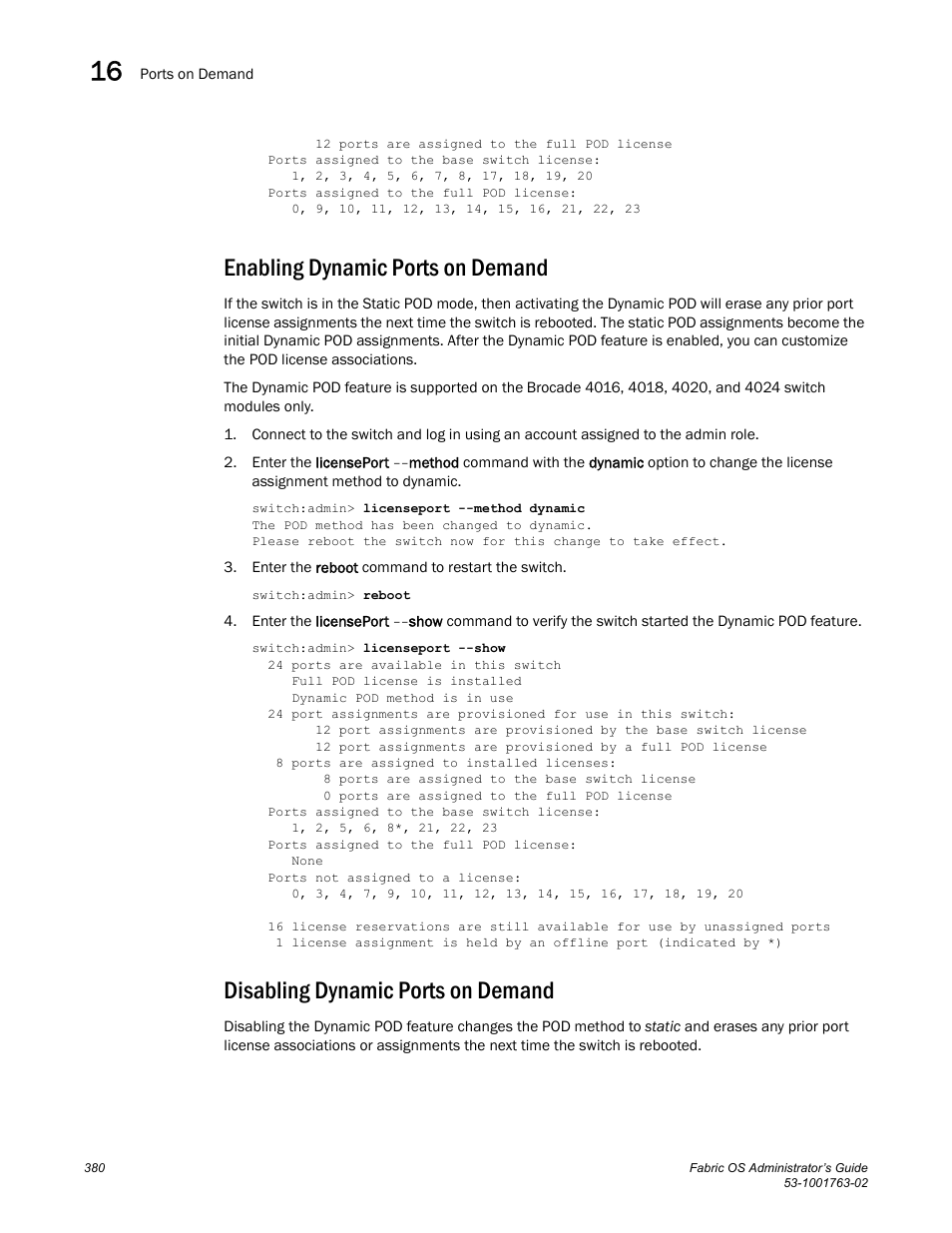 Enabling dynamic ports on demand, Disabling dynamic ports on demand | Dell POWEREDGE M1000E User Manual | Page 420 / 586