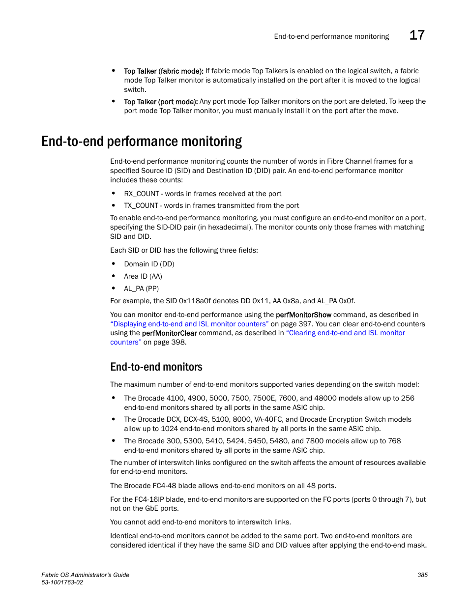 End-to-end performance monitoring, End-to-end monitors | Dell POWEREDGE M1000E User Manual | Page 425 / 586