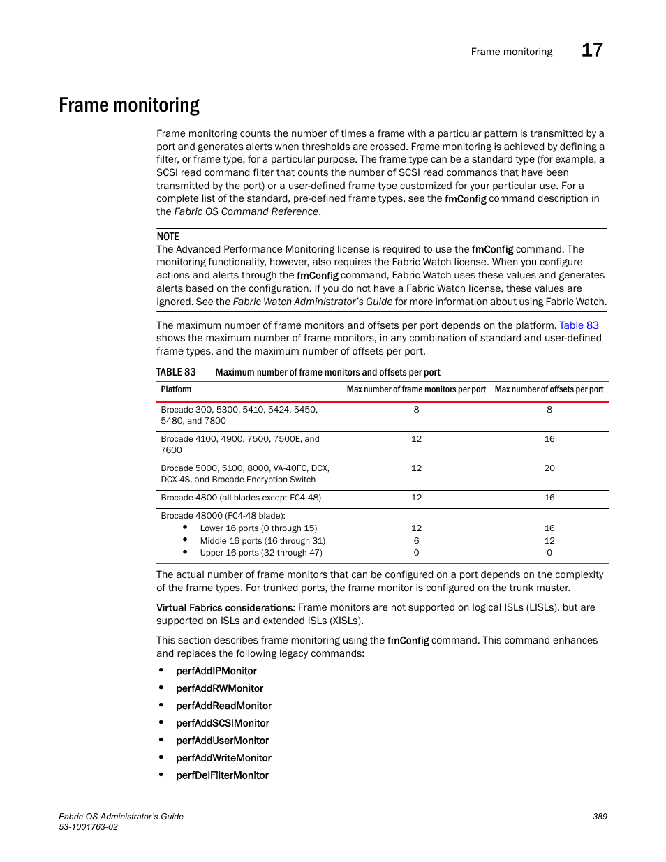 Frame monitoring, Table 83 | Dell POWEREDGE M1000E User Manual | Page 429 / 586