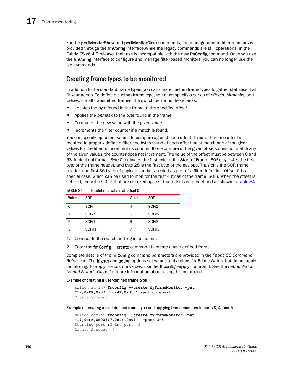 Creating frame types to be monitored, Table 84 | Dell POWEREDGE M1000E User Manual | Page 430 / 586