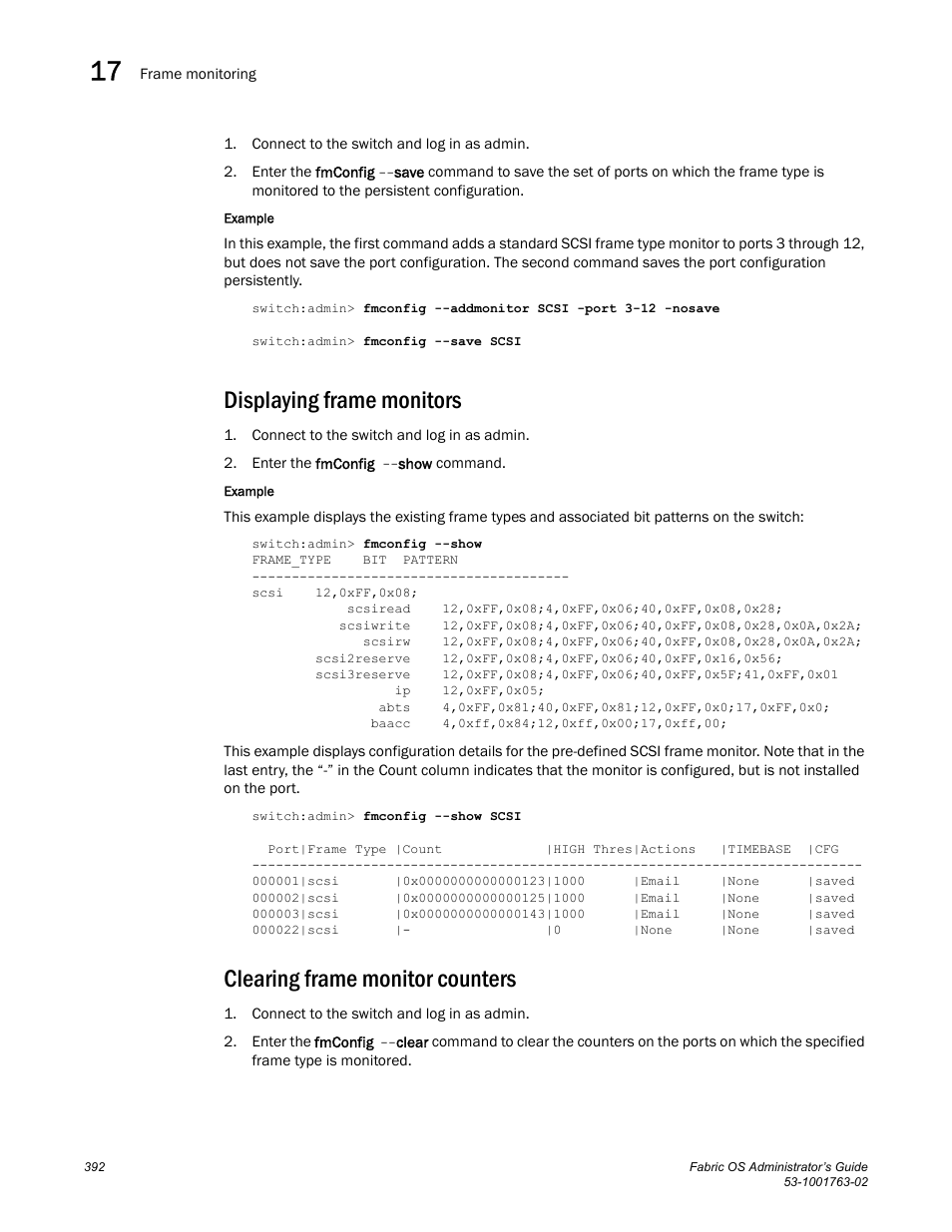 Displaying frame monitors, Clearing frame monitor counters | Dell POWEREDGE M1000E User Manual | Page 432 / 586