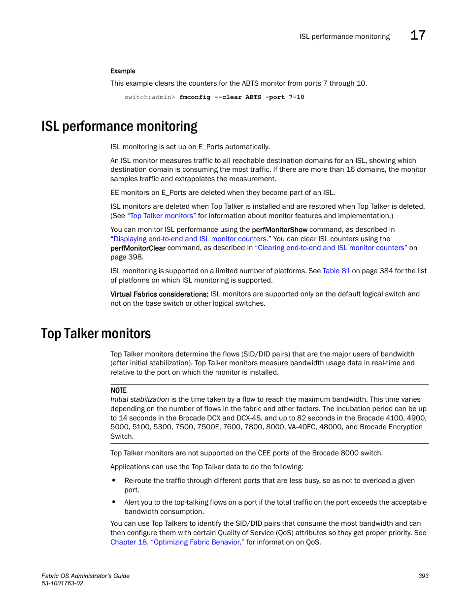 Isl performance monitoring, Top talker monitors | Dell POWEREDGE M1000E User Manual | Page 433 / 586