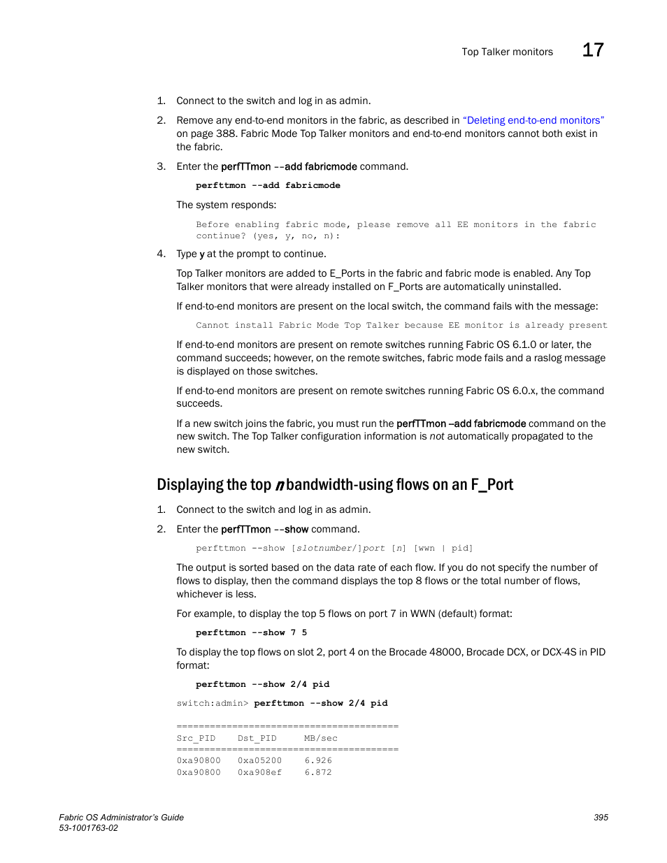 Displaying the top n, Displaying the top, Bandwidth-using flows on an f_port | Dell POWEREDGE M1000E User Manual | Page 435 / 586