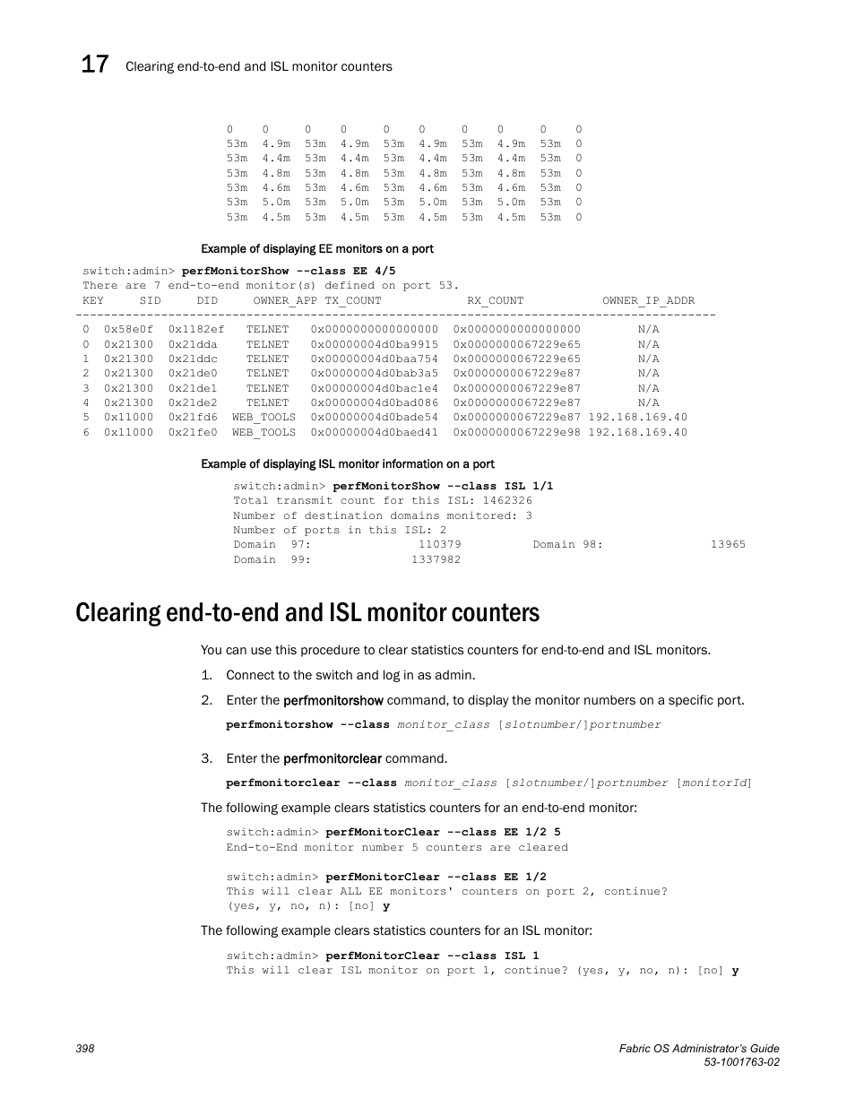 Clearing end-to-end and isl monitor counters, Clearing end-to-end and isl monitor, Counters | Dell POWEREDGE M1000E User Manual | Page 438 / 586