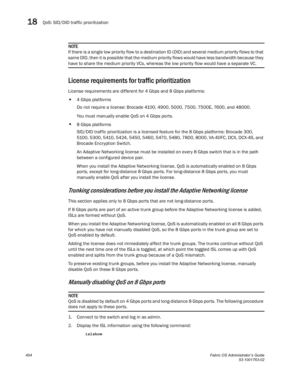 License requirements for traffic prioritization, Manually disabling qos on 8 gbps ports | Dell POWEREDGE M1000E User Manual | Page 444 / 586