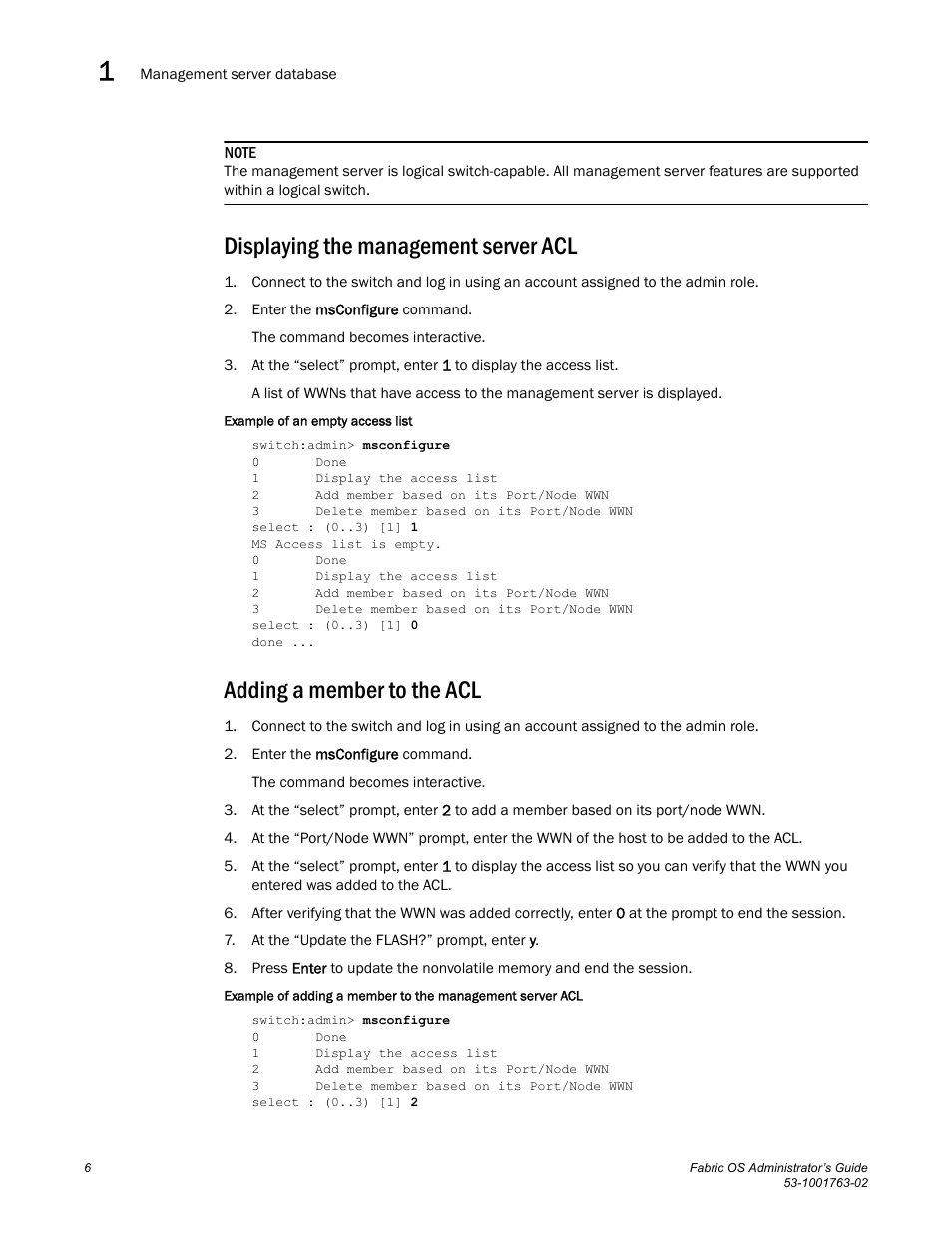 Displaying the management server acl, Adding a member to the acl | Dell POWEREDGE M1000E User Manual | Page 46 / 586