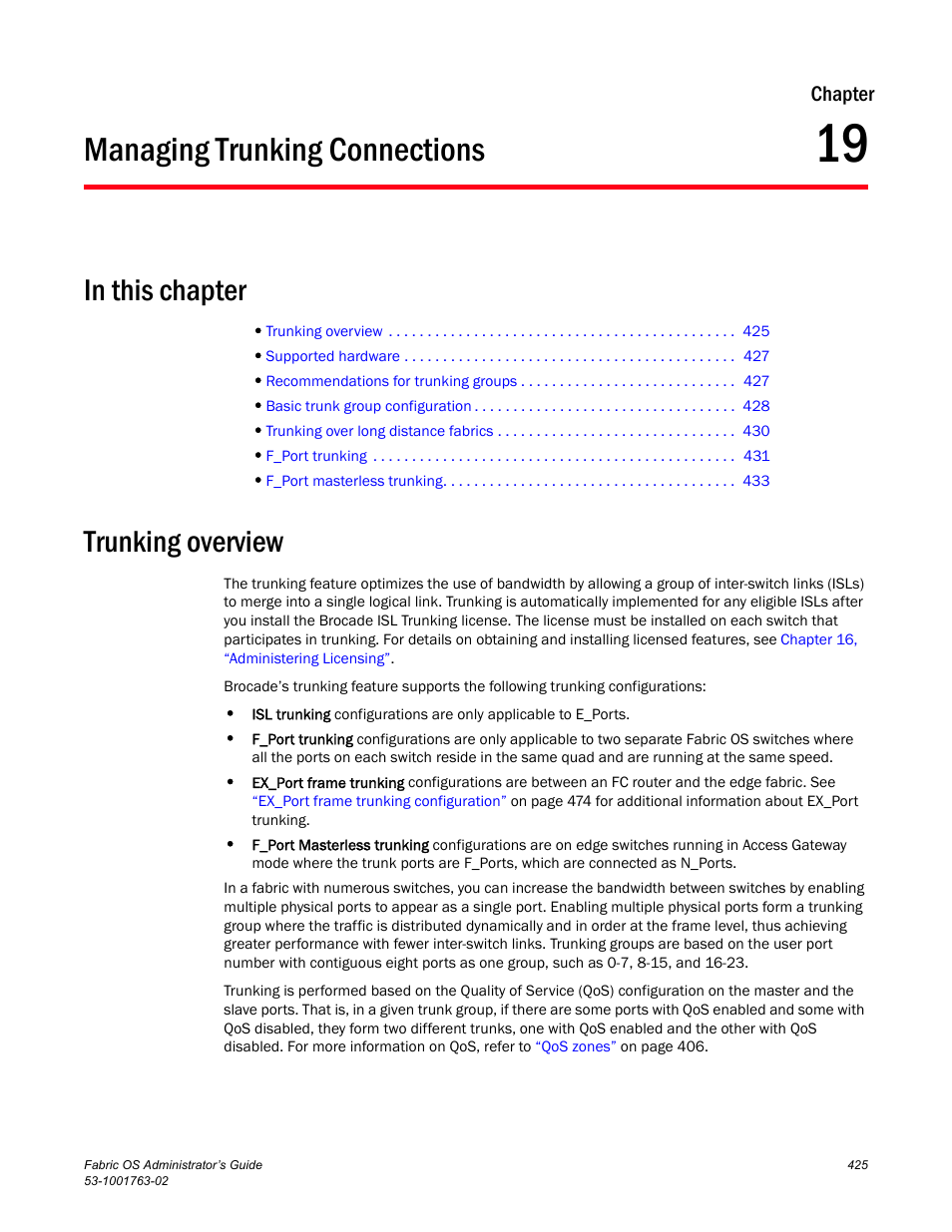 Managing trunking connections, In this chapter, Trunking overview | Chapter 19, Chapter 19, “managing trunking connections | Dell POWEREDGE M1000E User Manual | Page 465 / 586