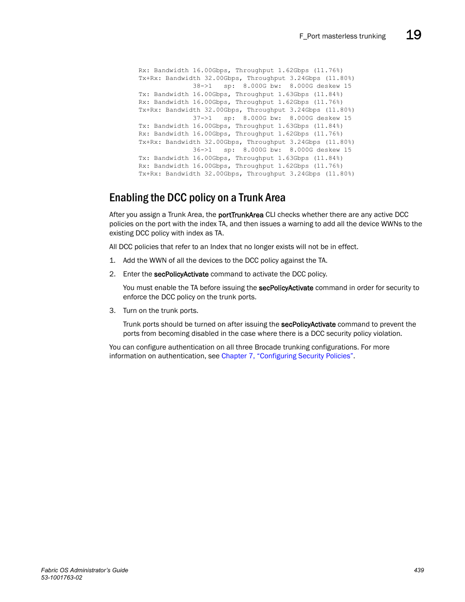 Enabling the dcc policy on a trunk area | Dell POWEREDGE M1000E User Manual | Page 479 / 586