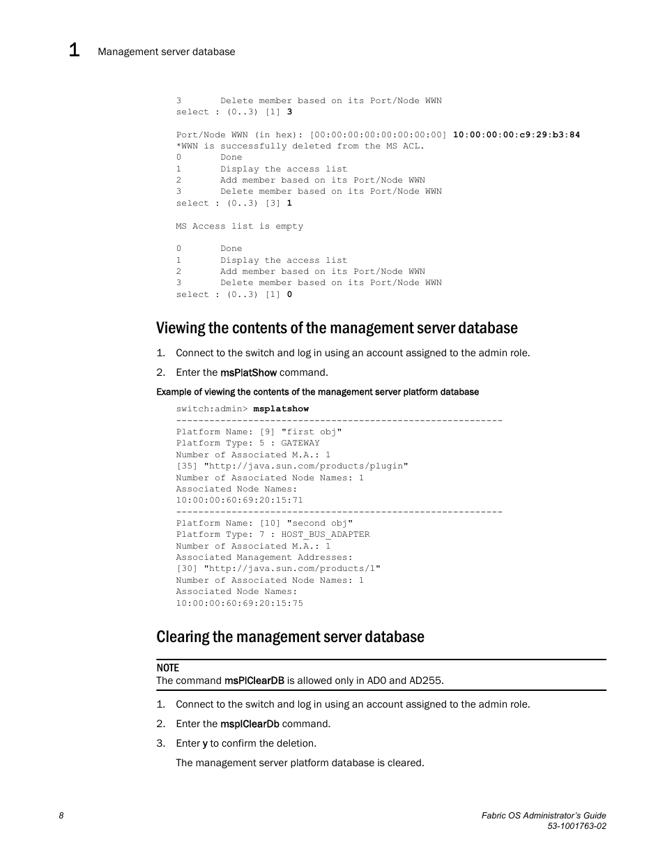 Clearing the management server database | Dell POWEREDGE M1000E User Manual | Page 48 / 586