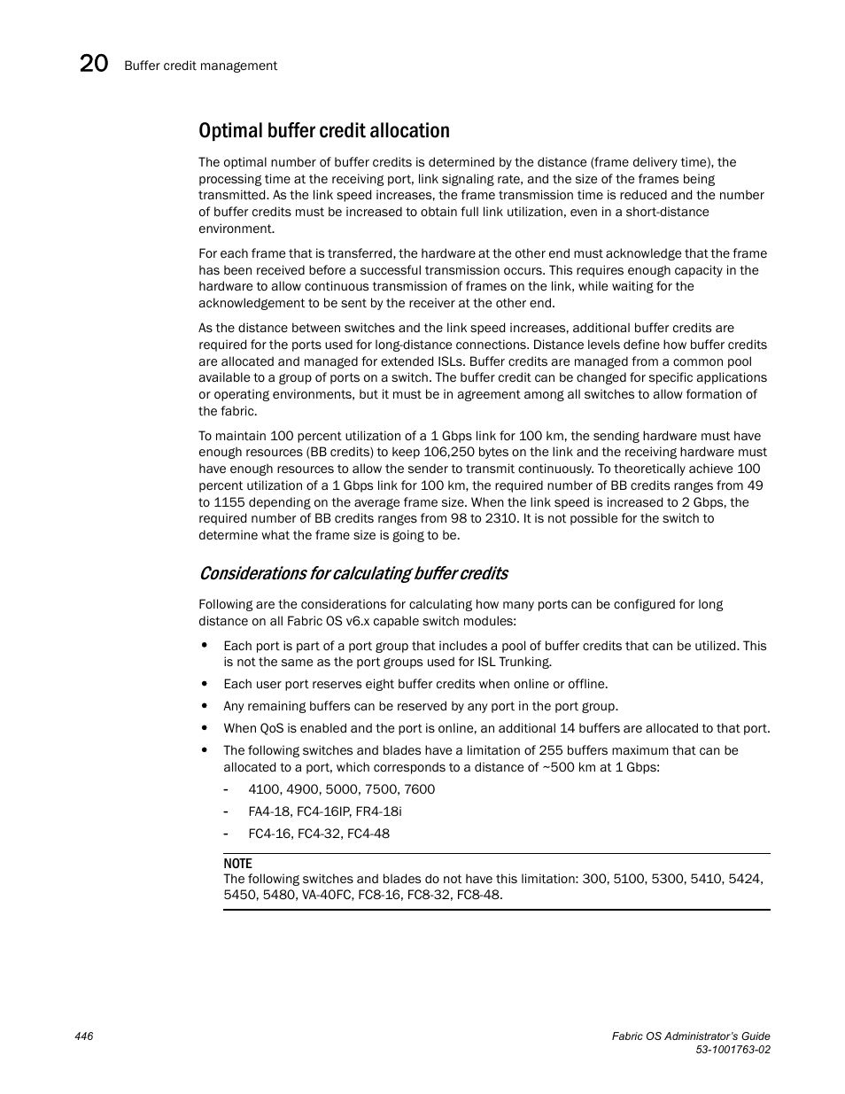 Optimal buffer credit allocation, Considerations for calculating buffer credits | Dell POWEREDGE M1000E User Manual | Page 486 / 586