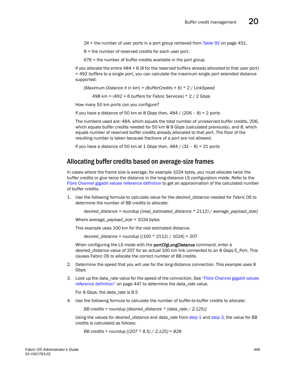 Allocating, Buffer credits based on average-size frames | Dell POWEREDGE M1000E User Manual | Page 489 / 586