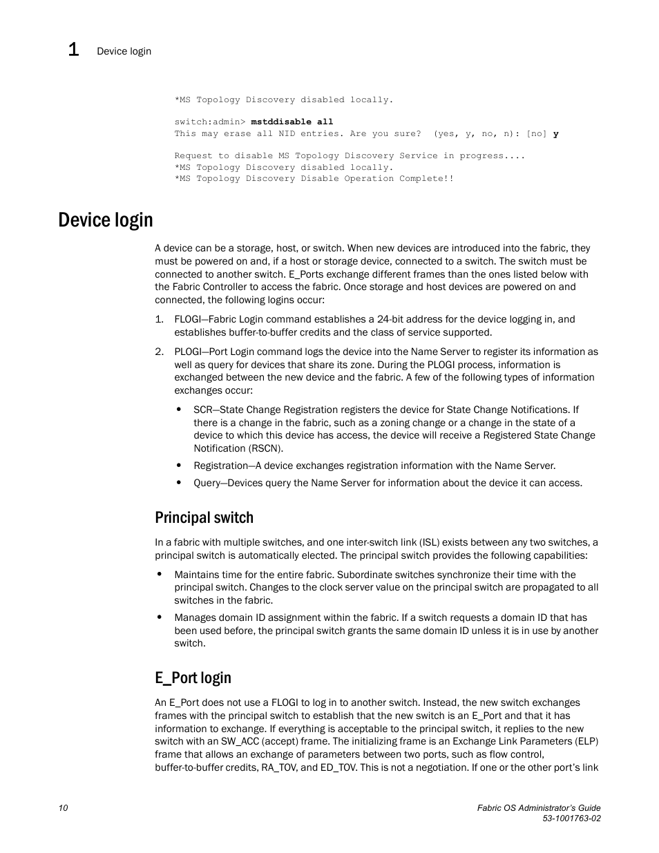 Device login, Principal switch, E_port login | Dell POWEREDGE M1000E User Manual | Page 50 / 586