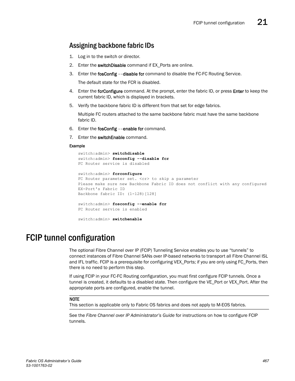 Assigning backbone fabric ids, Fcip tunnel configuration | Dell POWEREDGE M1000E User Manual | Page 507 / 586