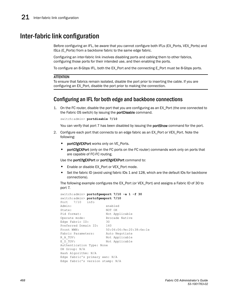 Inter-fabric link configuration | Dell POWEREDGE M1000E User Manual | Page 508 / 586