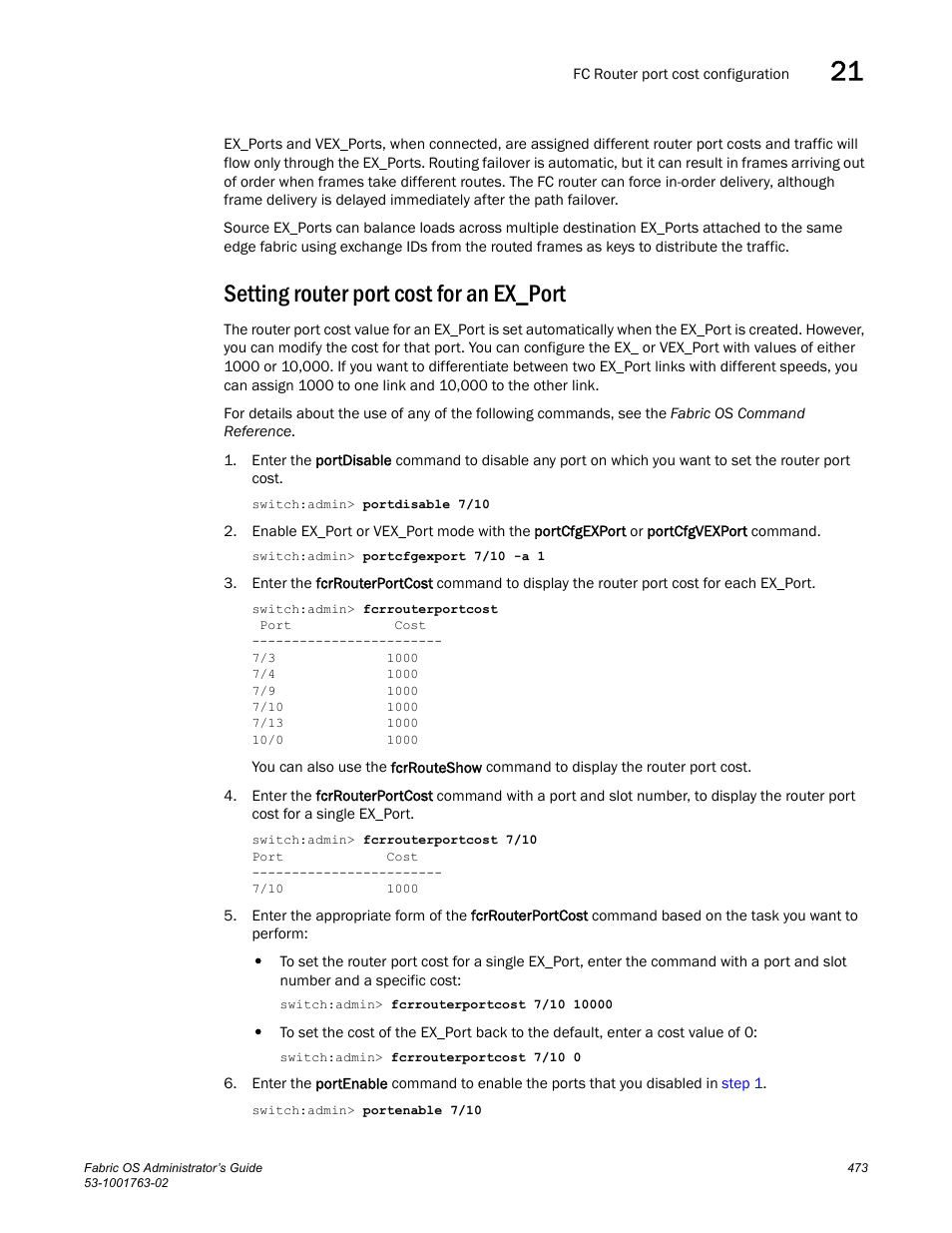 Setting router port cost for an ex_port | Dell POWEREDGE M1000E User Manual | Page 513 / 586