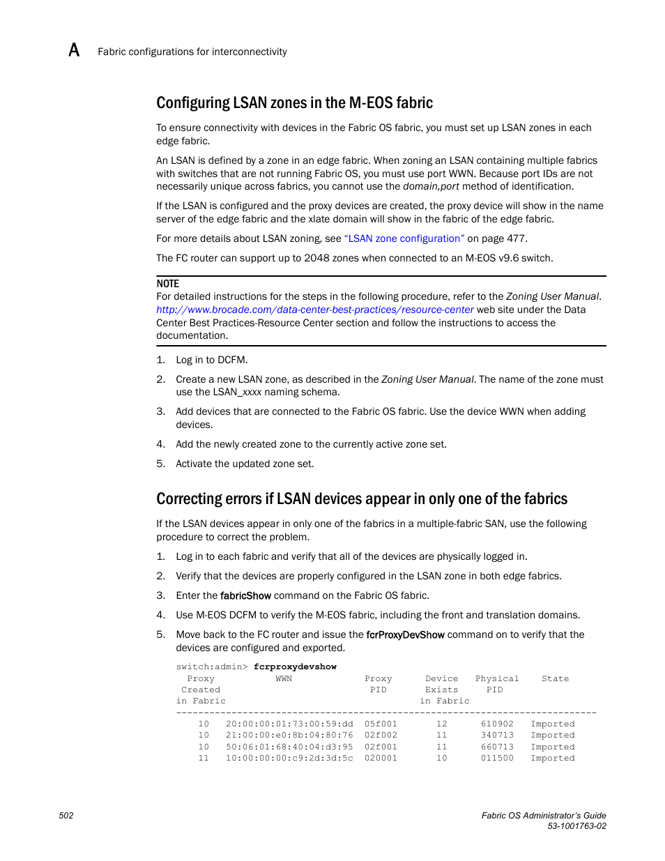 Configuring lsan zones in the m-eos fabric | Dell POWEREDGE M1000E User Manual | Page 542 / 586