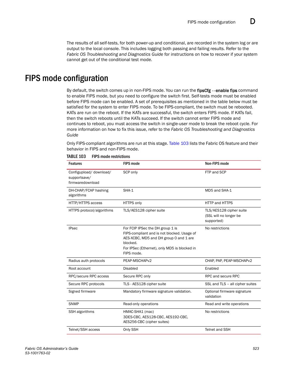 Fips mode configuration, Table 103 | Dell POWEREDGE M1000E User Manual | Page 563 / 586