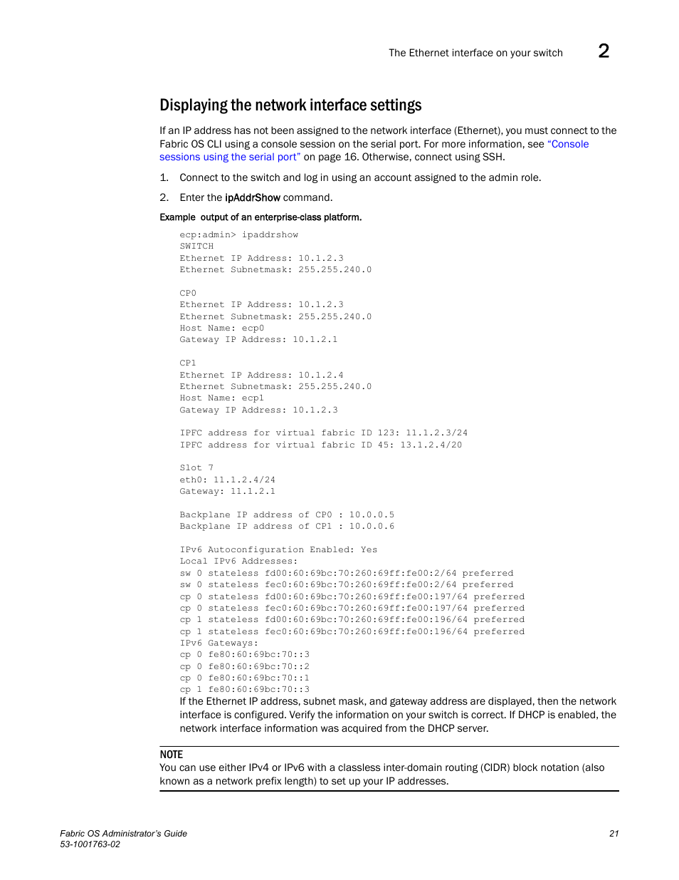 Displaying the network interface settings | Dell POWEREDGE M1000E User Manual | Page 61 / 586