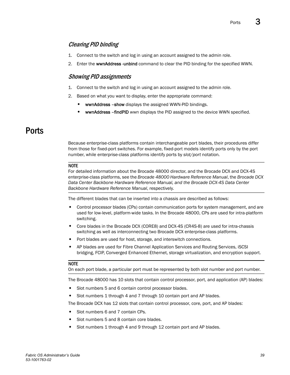 Ports, Clearing pid binding, Showing pid assignments | Dell POWEREDGE M1000E User Manual | Page 79 / 586