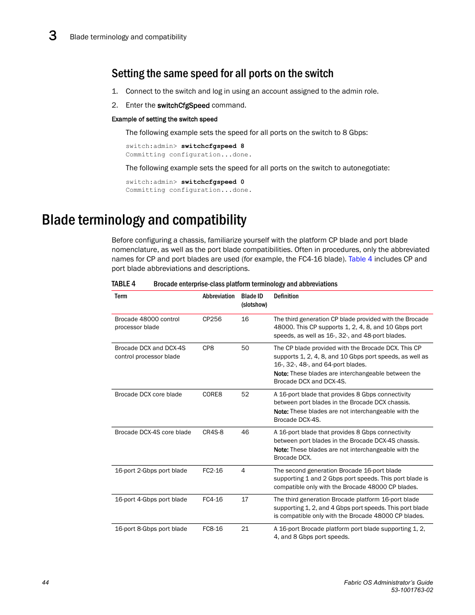 Setting the same speed for all ports on the switch, Blade terminology and compatibility, Table 4 | Dell POWEREDGE M1000E User Manual | Page 84 / 586