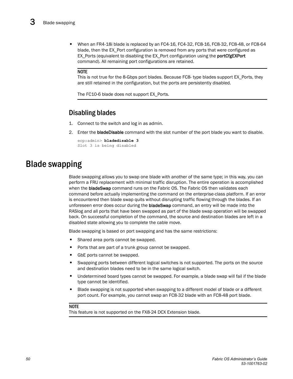 Disabling blades, Blade swapping | Dell POWEREDGE M1000E User Manual | Page 90 / 586