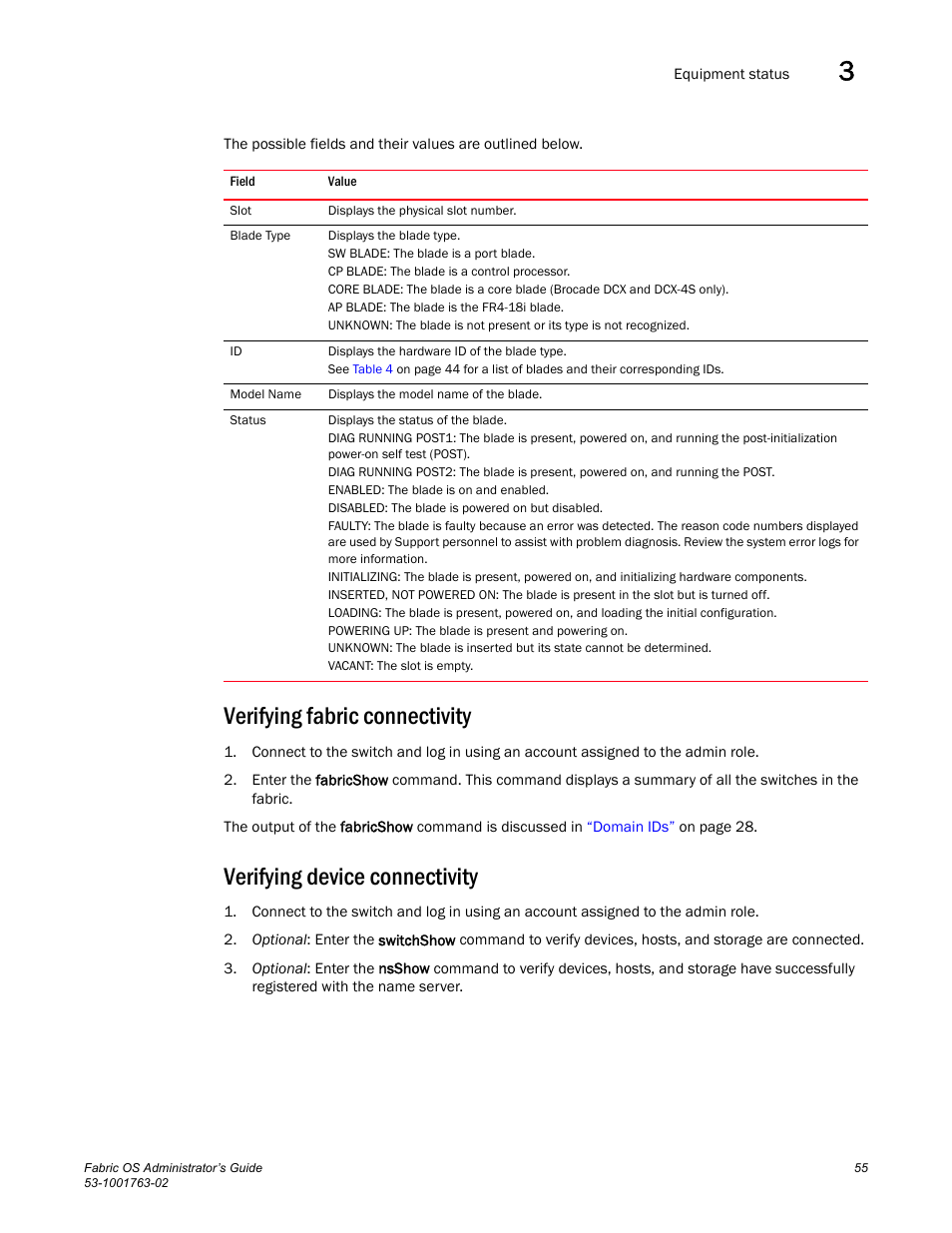 Verifying fabric connectivity, Verifying device connectivity | Dell POWEREDGE M1000E User Manual | Page 95 / 586