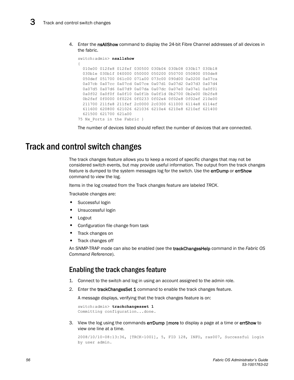 Track and control switch changes, Enabling the track changes feature | Dell POWEREDGE M1000E User Manual | Page 96 / 586