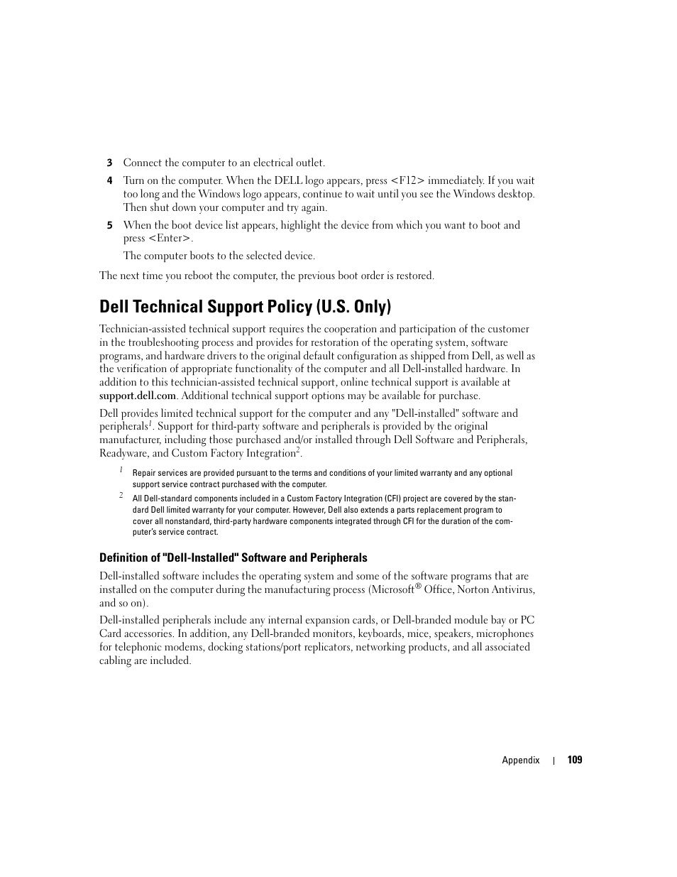 Dell technical support policy (u.s. only) | Dell Inspiron 9300 User Manual | Page 109 / 132