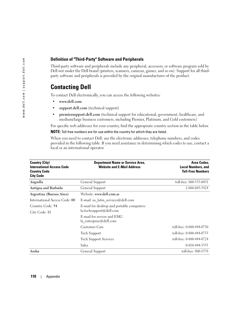 Contacting dell | Dell Inspiron 9300 User Manual | Page 110 / 132