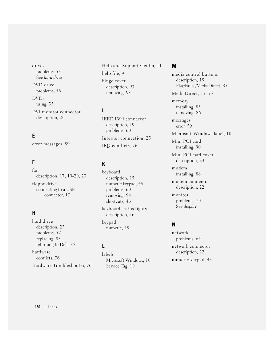 Dell Inspiron 9300 User Manual | Page 130 / 132