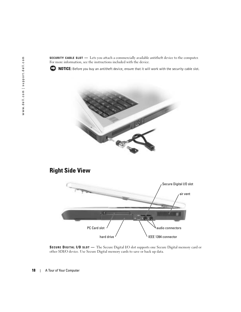 Right side view | Dell Inspiron 9300 User Manual | Page 18 / 132