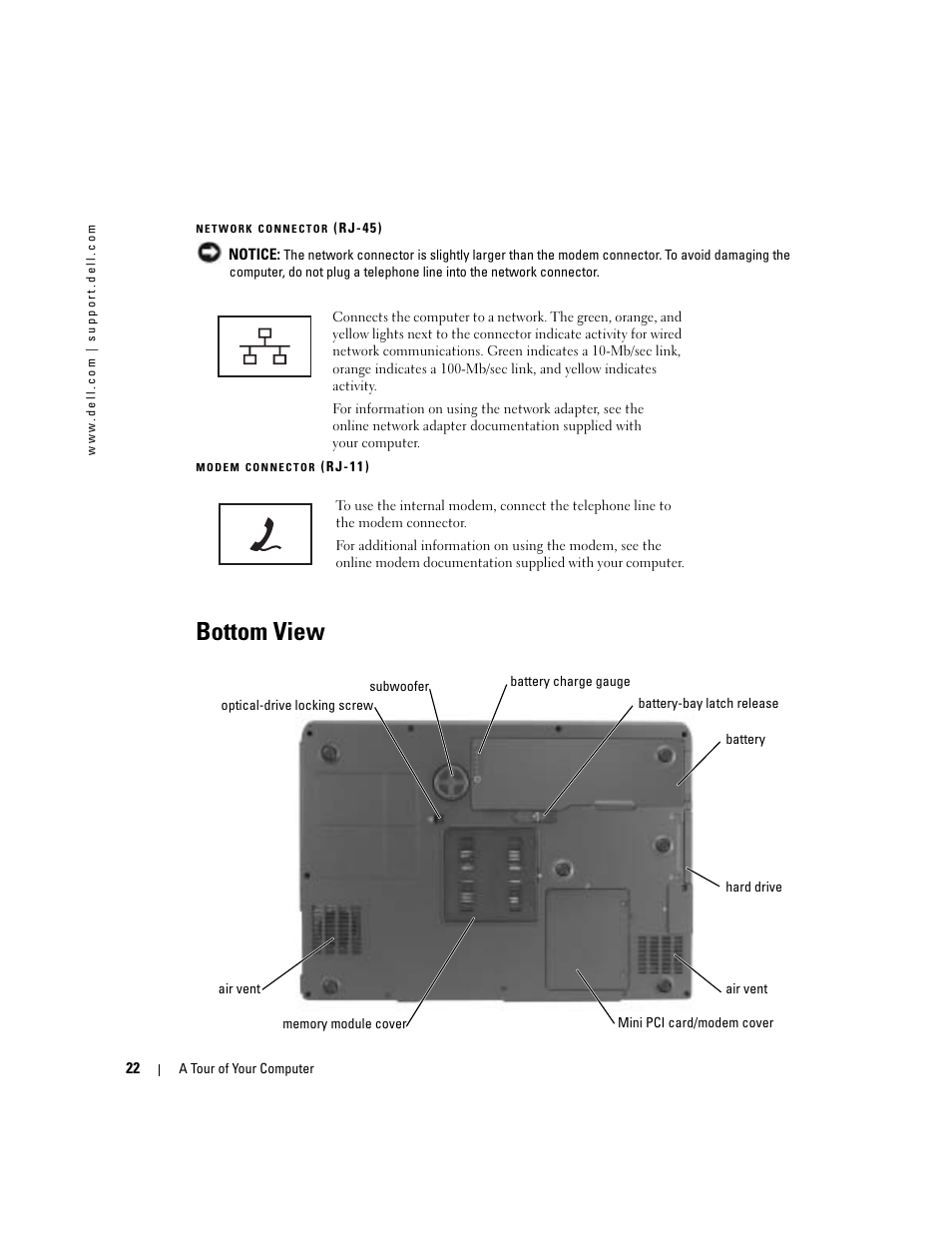 Bottom view | Dell Inspiron 9300 User Manual | Page 22 / 132