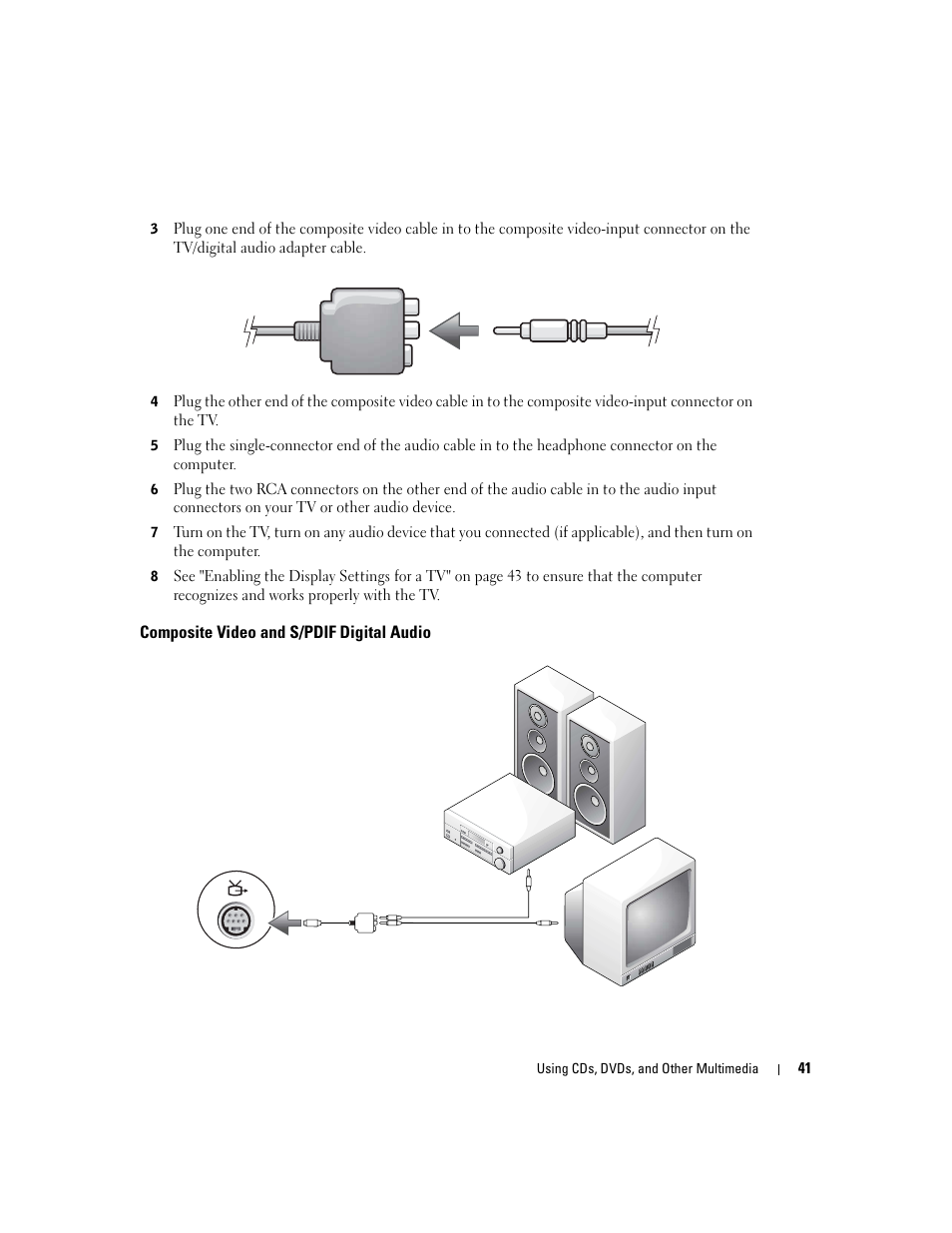 Composite video and s/pdif digital audio | Dell Inspiron 9300 User Manual | Page 41 / 132