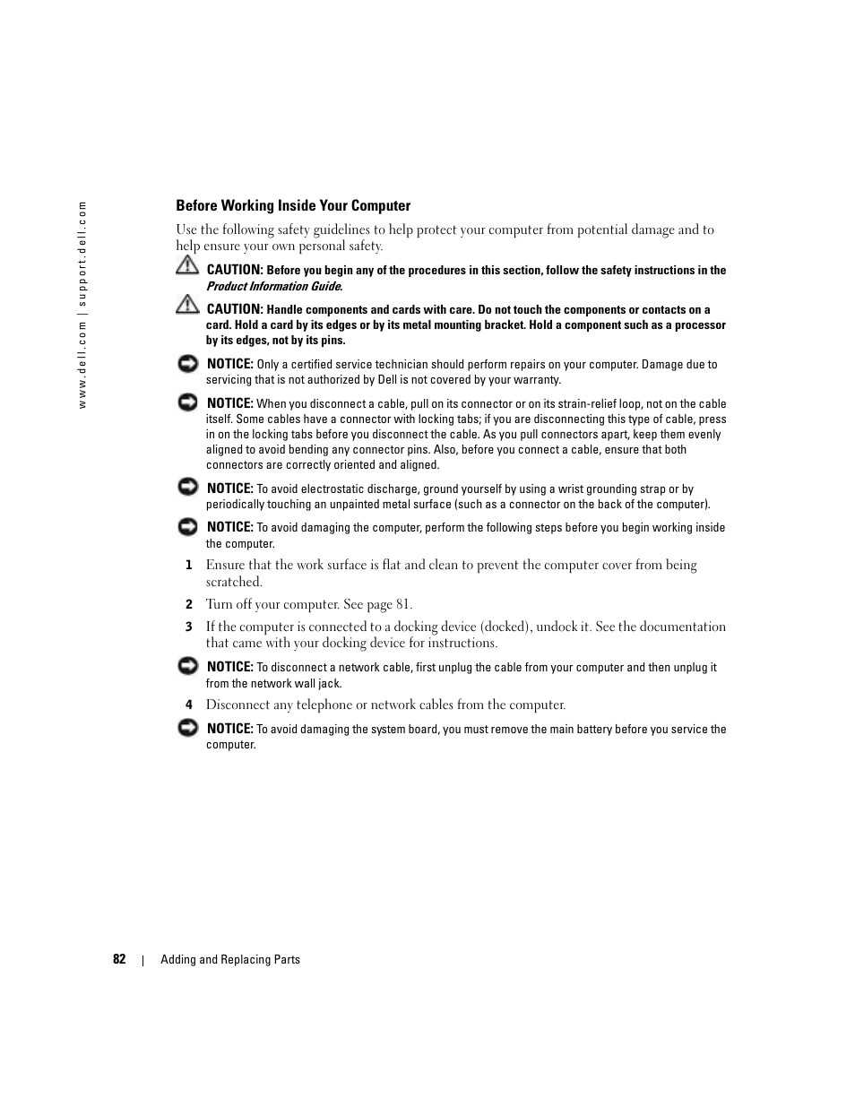 Before working inside your computer | Dell Inspiron 9300 User Manual | Page 82 / 132