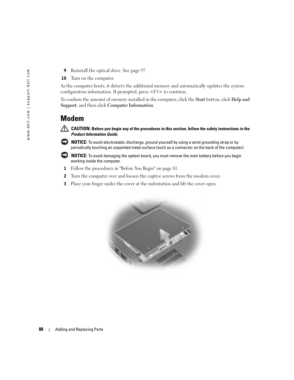 Modem | Dell Inspiron 9300 User Manual | Page 88 / 132