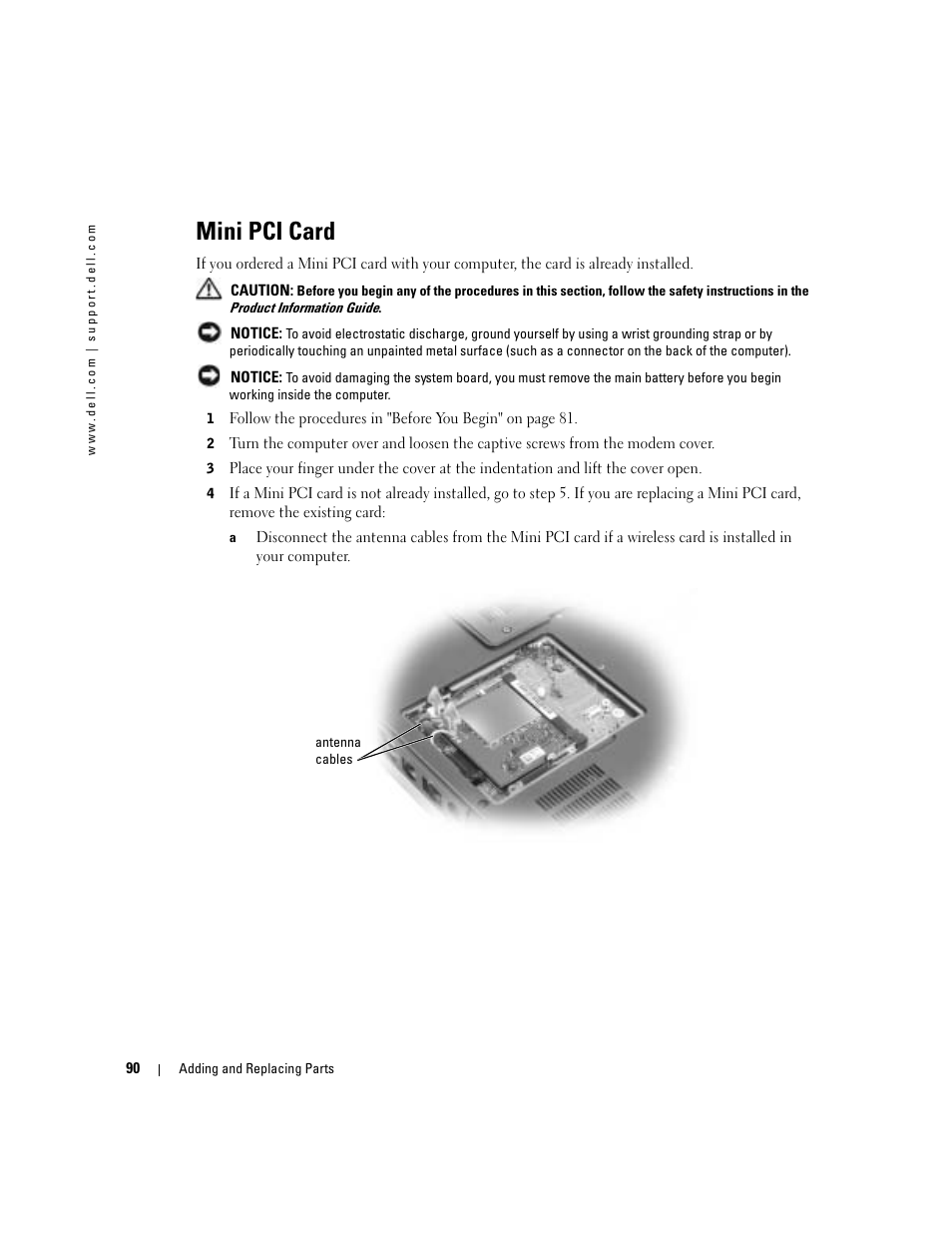 Mini pci card | Dell Inspiron 9300 User Manual | Page 90 / 132