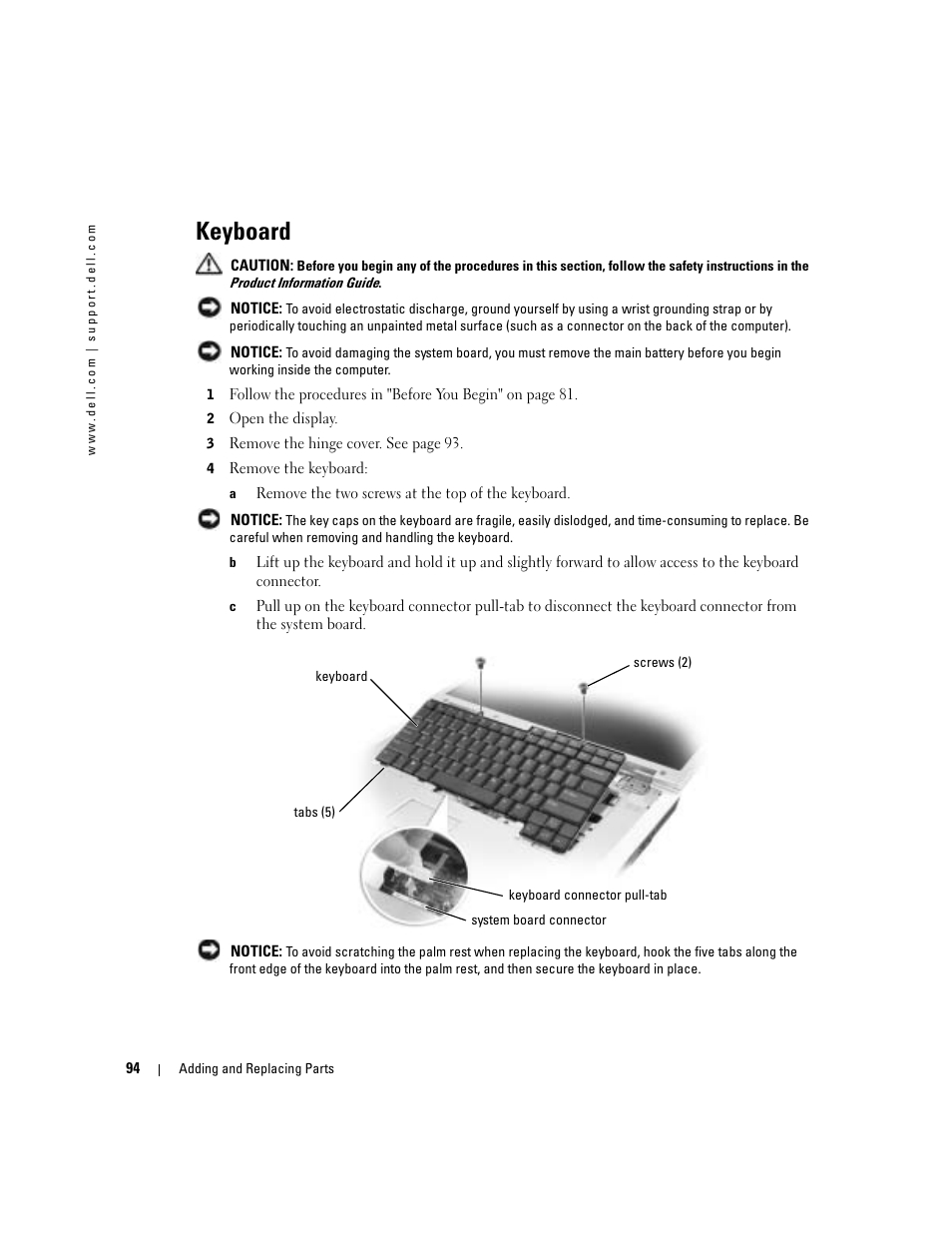 Keyboard | Dell Inspiron 9300 User Manual | Page 94 / 132