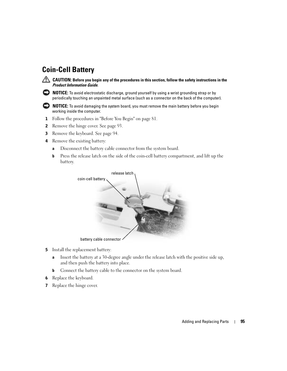 Coin-cell battery | Dell Inspiron 9300 User Manual | Page 95 / 132