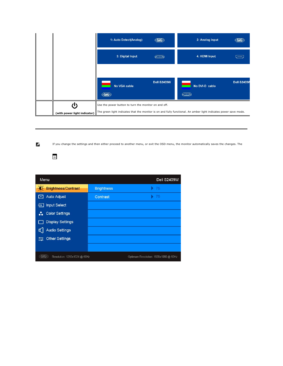 Using the on-screen display (osd) menu, Using the, Osd menu | Dell S2409WFP Monitor User Manual | Page 15 / 31