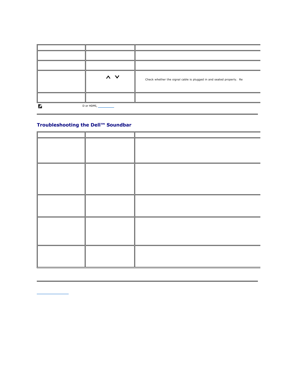 Product specific problems, Troubleshooting the dell™ soundbar (optional), Troubleshooting the dell™ soundbar | Dell S2409WFP Monitor User Manual | Page 31 / 31