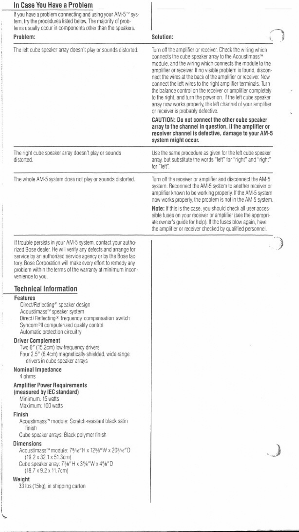 Bose Acoustimass AM-5 User Manual | Page 6 / 8