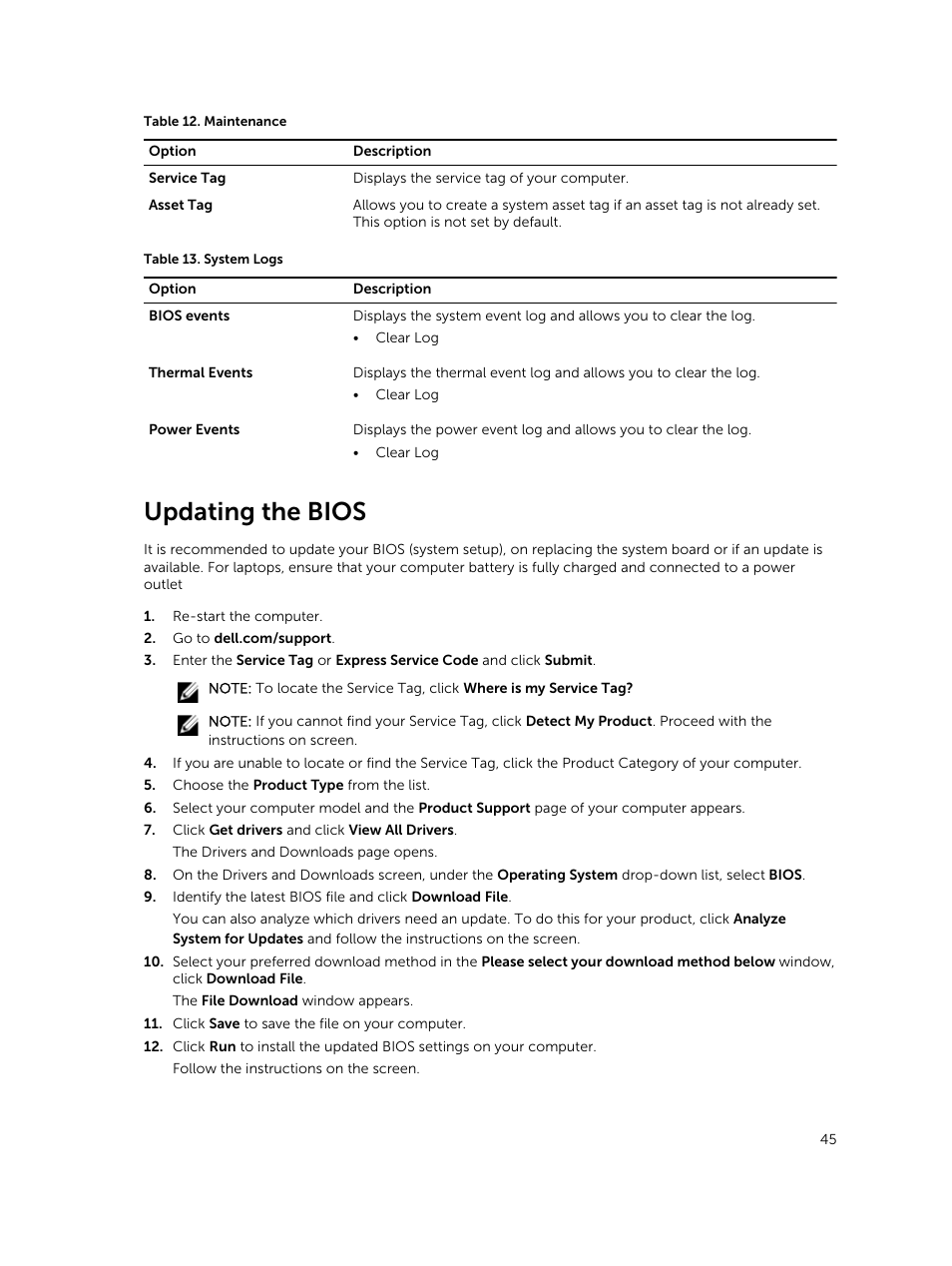 Updating the bios | Dell Latitude E7450/7450 (Late 2014) User Manual | Page 45 / 57