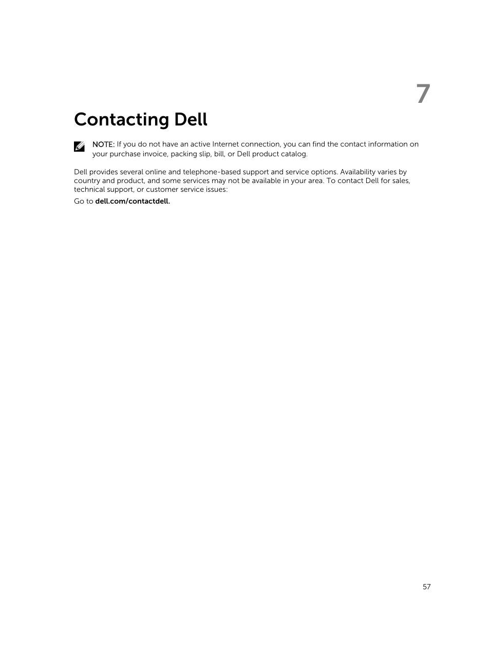 Contacting dell, 7 contacting dell | Dell Latitude E7450/7450 (Late 2014) User Manual | Page 57 / 57