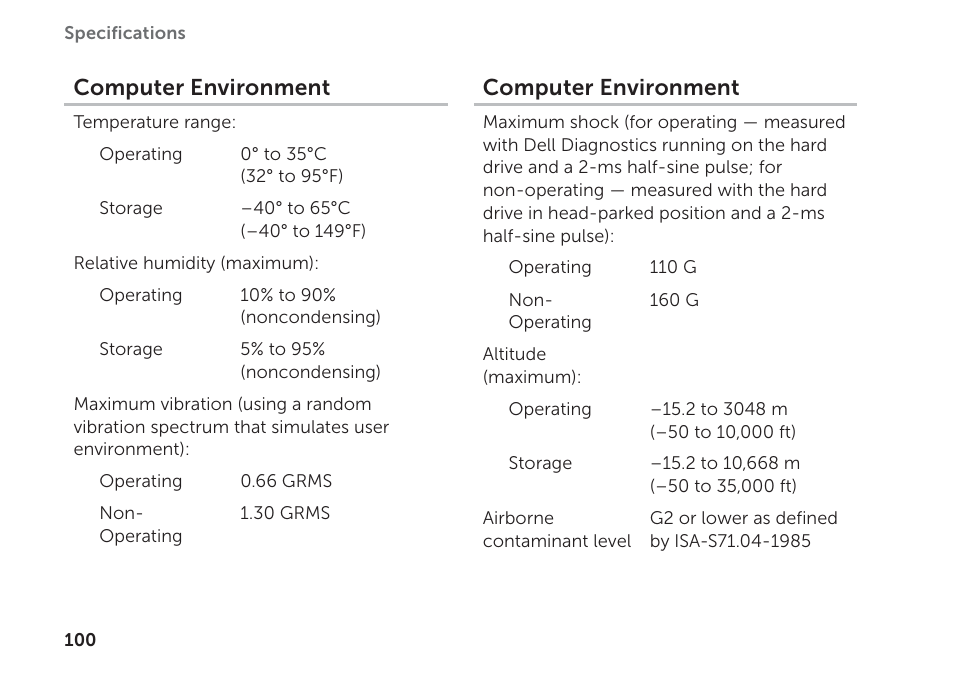 Computer environment | Dell XPS 17 (L702X, Early 2011) User Manual | Page 102 / 110