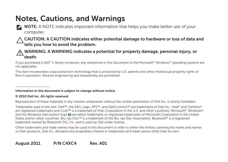 Dell XPS 17 (L702X, Early 2011) User Manual | Page 4 / 110