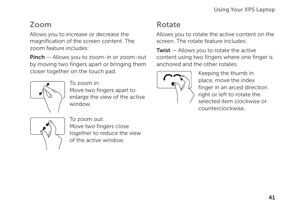 Zoom, Rotate | Dell XPS 17 (L702X, Early 2011) User Manual | Page 43 / 110