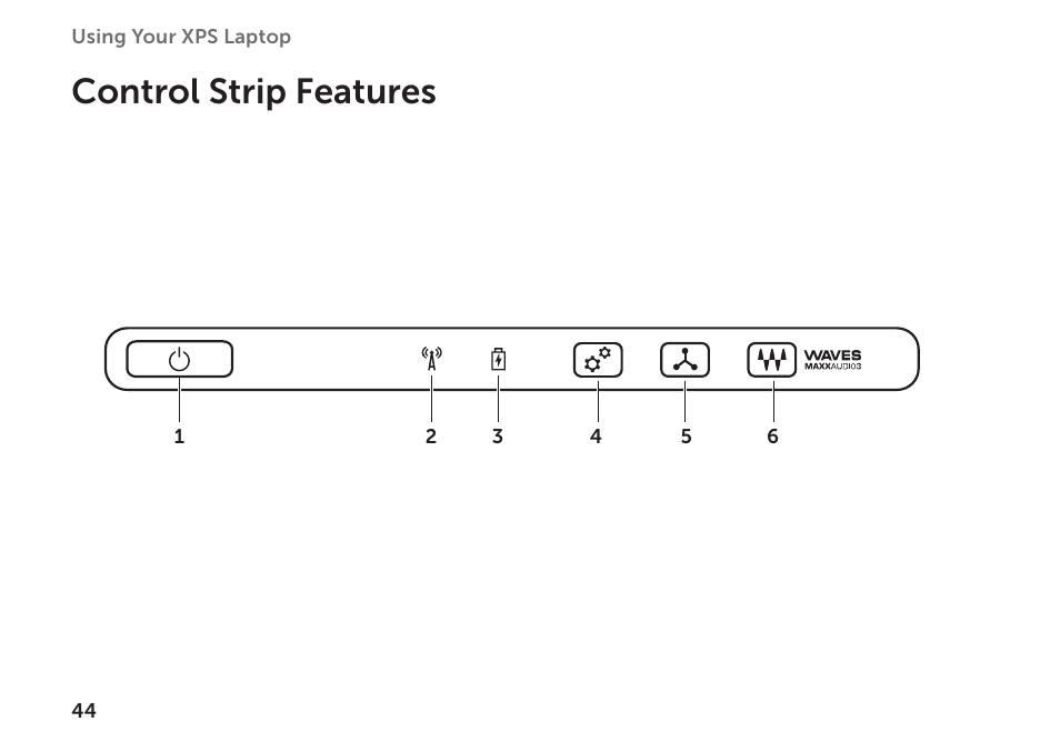 Control strip features | Dell XPS 17 (L702X, Early 2011) User Manual | Page 46 / 110