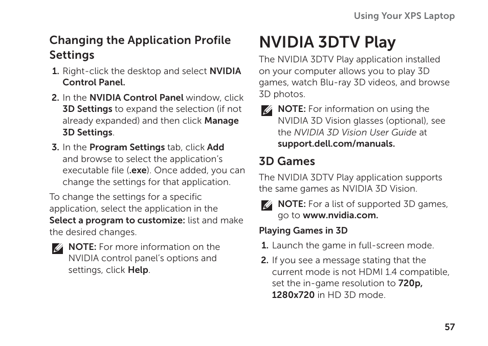 Nvidia 3dtv play | Dell XPS 17 (L702X, Early 2011) User Manual | Page 59 / 110