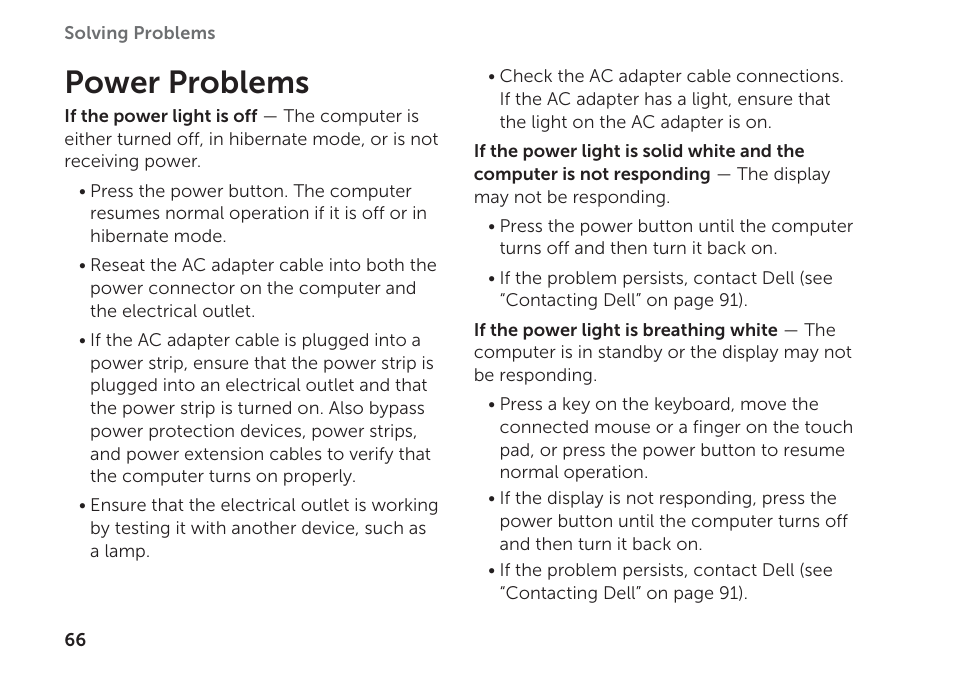 Power problems | Dell XPS 17 (L702X, Early 2011) User Manual | Page 68 / 110